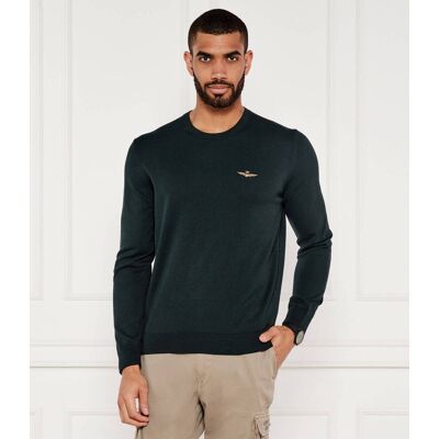 Aeronautica Militare Sweter Regular Fit butelkowa zieleń XL Aeronautica Militare Sweter Regular Fit butelkowa zieleń XL