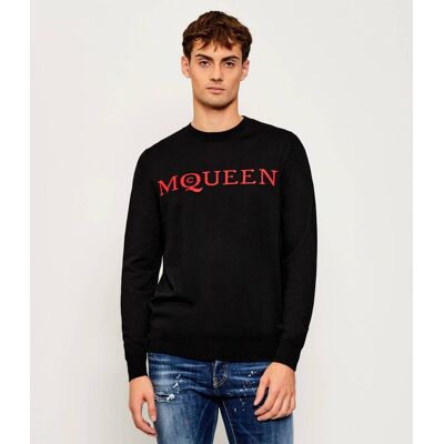 Alexander McQueen Wełniany sweter Regular Fit czarny L Alexander McQueen Wełniany sweter Regular Fit czarny L