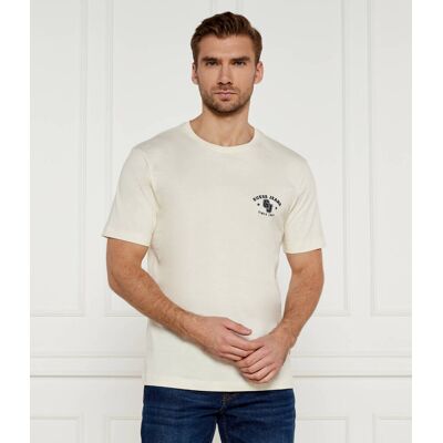 Guess Jeans T-shirt Regular Fit kremowy M Guess Jeans T-shirt Regular Fit kremowy M