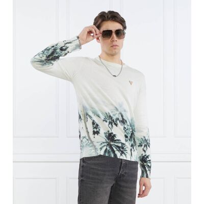 Guess Sweter TYSON LS CN ALLOVER Regular Fit zielony M Guess Sweter TYSON LS CN ALLOVER Regular Fit zielony M