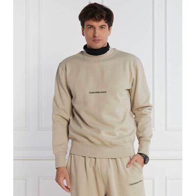 Calvin Klein Jeans Bluza INSTITUTIONAL CREW NECK Relaxed fit beżowy S Calvin Klein Jeans Bluza INSTITUTIONAL CREW NECK Relaxed fit beżowy S