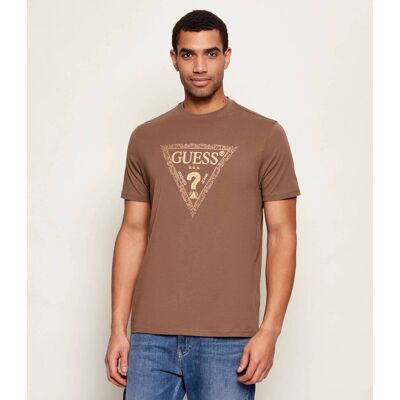 Guess T-shirt GOLDEN TRIANGLE Regular Fit brązowy M Guess T-shirt GOLDEN TRIANGLE Regular Fit brązowy M