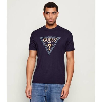 Guess T-shirt GOLDEN TRIANGLE Regular Fit granatowy L Guess T-shirt GOLDEN TRIANGLE Regular Fit granatowy L