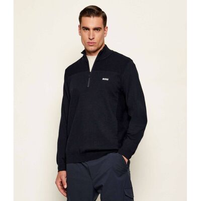 Boss GREEN Sweter KN_Momentum-X QZ Regular Fit z dodatkiem wełny granatowy XXXL Boss GREEN Sweter KN_Momentum-X QZ Regular Fit z dodatkiem wełny granatowy XXXL