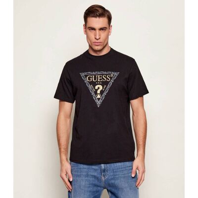 Guess T-shirt GOLDEN TRIANGLE Regular Fit czarny L Guess T-shirt GOLDEN TRIANGLE Regular Fit czarny L