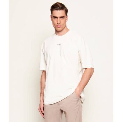 AllSaints T-shirt MIKRO Oversize fit kremowy XXL AllSaints T-shirt MIKRO Oversize fit kremowy XXL