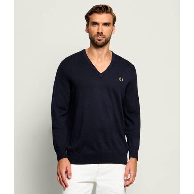 Fred Perry Wełniany sweter Regular Fit granatowy XL Fred Perry Wełniany sweter Regular Fit granatowy XL
