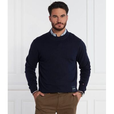 Tommy Hilfiger Sweter MONOTYPE GS TIPPED Regular Fit z dodatkiem jedwabiu granatowy S Tommy Hilfiger Sweter MONOTYPE GS TIPPED Regular Fit z dodatkiem jedwabiu granatowy S