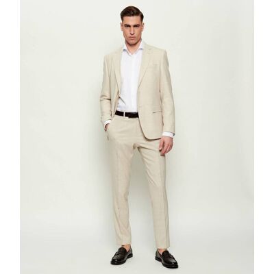 Boss BLACK Garnitur H-Huge-2Pcs-253 Slim Fit z dodatkiem wełny beżowy 50 Boss BLACK Garnitur H-Huge-2Pcs-253 Slim Fit z dodatkiem wełny beżowy 50