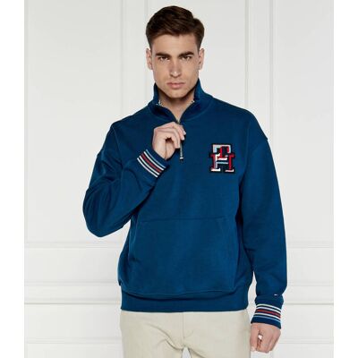 Tommy Hilfiger Bluza MONOGRAM TIPPED 1/4 ZIP Oversize fit niebieski L Tommy Hilfiger Bluza MONOGRAM TIPPED 1/4 ZIP Oversize fit niebieski L
