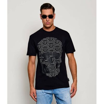 Philipp Plein T-shirt Skull Monogram Regular Fit czarny L Philipp Plein T-shirt Skull Monogram Regular Fit czarny L