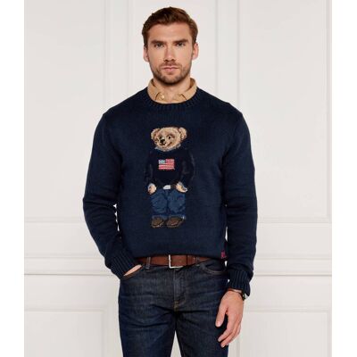Polo Ralph Lauren Sweter Regular Fit z dodatkiem lnu granatowy L Polo Ralph Lauren Sweter Regular Fit z dodatkiem lnu granatowy L