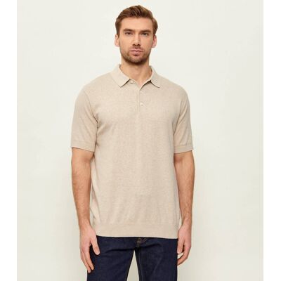 Barbour Polo Muston Regular Fit z dodatkiem lnu beżowy L Barbour Polo Muston Regular Fit z dodatkiem lnu beżowy L
