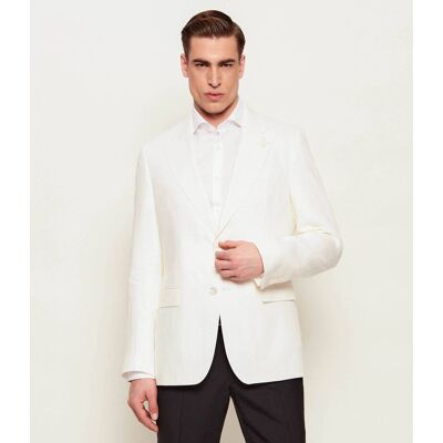 Boss BLACK Lniana marynarka H-Hutson-Peak-262 Slim Fit ecru 54 Boss BLACK Lniana marynarka H-Hutson-Peak-262 Slim Fit ecru 54