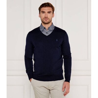 Polo Ralph Lauren Wełniany sweter Slim Fit granatowy XXL Polo Ralph Lauren Wełniany sweter Slim Fit granatowy XXL