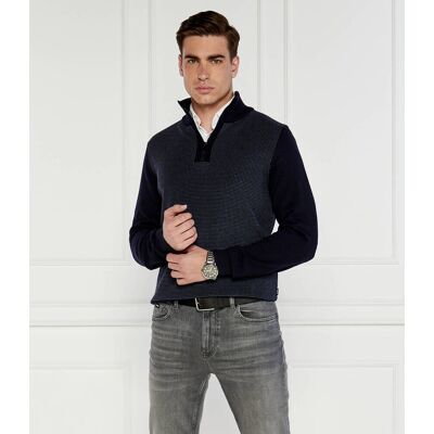 Boss BLACK Wełniany Sweter H-Dambino Regular Fit granatowy S Boss BLACK Wełniany Sweter H-Dambino Regular Fit granatowy S