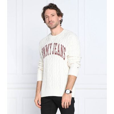 Tommy Jeans Sweter COLLEGIATE Relaxed fit kremowy XL Tommy Jeans Sweter COLLEGIATE Relaxed fit kremowy XL