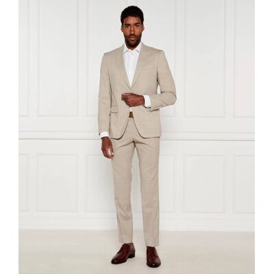 Boss BLACK Wełniany garnitur H-Huge Slim Fit stretch beżowy 50 Boss BLACK Wełniany garnitur H-Huge Slim Fit stretch beżowy 50