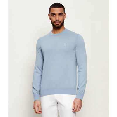 Boss ORANGE Sweter Kanovano_S Regular Fit z dodatkiem kaszmiru niebieski L Boss ORANGE Sweter Kanovano_S Regular Fit z dodatkiem kaszmiru niebieski L