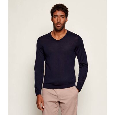 Boss BLACK Wełniany sweter Melba-P Slim Fit granatowy M Boss BLACK Wełniany sweter Melba-P Slim Fit granatowy M