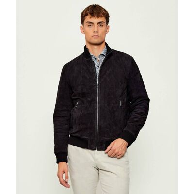 Joop! Kurtka bomber Byll-W z dodatkiem wełny Regular Fit zamsz granatowy 48 Joop! Kurtka bomber Byll-W z dodatkiem wełny Regular Fit zamsz granatowy 48