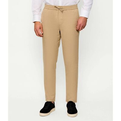 Tommy Hilfiger Lniane spodnie chino HARLEM Regular Fit beżowy 36/32 Tommy Hilfiger Lniane spodnie chino HARLEM Regular Fit beżowy 36/32