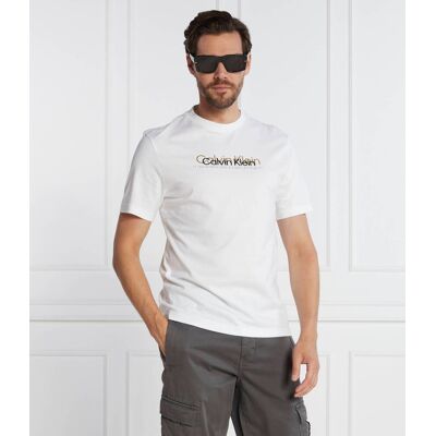 Calvin Klein T-shirt DOUBLE FLOCK LOGO Regular Fit biały XXL Calvin Klein T-shirt DOUBLE FLOCK LOGO Regular Fit biały XXL