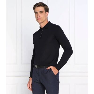 Oscar Jacobson Wełniany sweter Ruben Poloshirt L-S Slim Fit granatowy XXL Oscar Jacobson Wełniany sweter Ruben Poloshirt L-S Slim Fit granatowy XXL