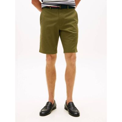 Tommy Hilfiger Szorty chino + pasek Denton Slim Fit oliwkowy 34 Tommy Hilfiger Szorty chino + pasek Denton Slim Fit oliwkowy 34