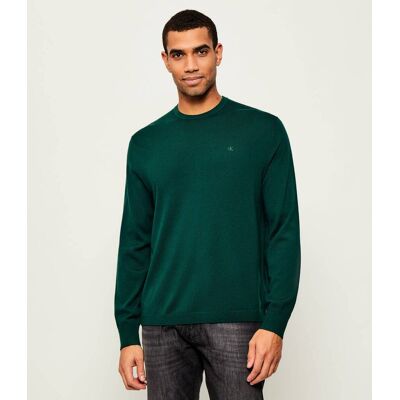 Calvin Klein Wełniany sweter Regular Fit butelkowa zieleń XL Calvin Klein Wełniany sweter Regular Fit butelkowa zieleń XL