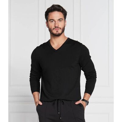 HUGO Wełniany sweter San Vredo-M Slim Fit czarny XL HUGO Wełniany sweter San Vredo-M Slim Fit czarny XL