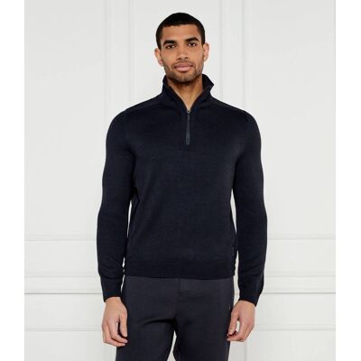 Boss BLACK Sweter P-Bart Regular Fit z dodatkiem wełny granatowy XL Boss BLACK Sweter P-Bart Regular Fit z dodatkiem wełny granatowy XL