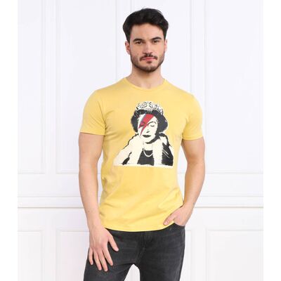 Guess T-shirt BANKSY QUEEN Regular Fit żółty S Guess T-shirt BANKSY QUEEN Regular Fit żółty S