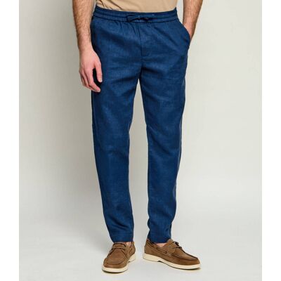 Tommy Hilfiger Lniane spodnie chino HARLEM Regular Fit granatowy 33/32 Tommy Hilfiger Lniane spodnie chino HARLEM Regular Fit granatowy 33/32