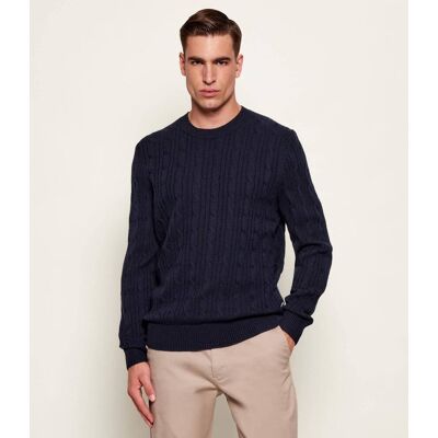 Boss BLACK Wełniany sweter H-Hetico Regular Fit z dodatkiem kaszmiru granatowy L Boss BLACK Wełniany sweter H-Hetico Regular Fit z dodatkiem kaszmiru granatowy L