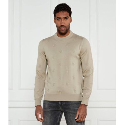 Boss BLACK Wełniany sweter H-Bahelo Regular Fit beżowy XL Boss BLACK Wełniany sweter H-Bahelo Regular Fit beżowy XL