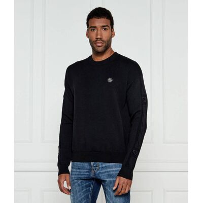 Philipp Plein Wełniany sweter Regular Fit czarny XL Philipp Plein Wełniany sweter Regular Fit czarny XL
