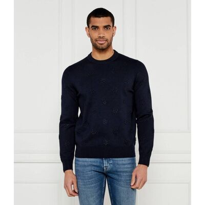 Boss BLACK Wełniany sweter H-Bahelo Regular Fit granatowy XXL Boss BLACK Wełniany sweter H-Bahelo Regular Fit granatowy XXL