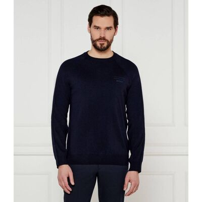BLACK Wełniany sweter Balleto_PS Boss X Porsche Regular Fit granatowy M BLACK Wełniany sweter Balleto_PS Boss X Porsche Regular Fit granatowy M