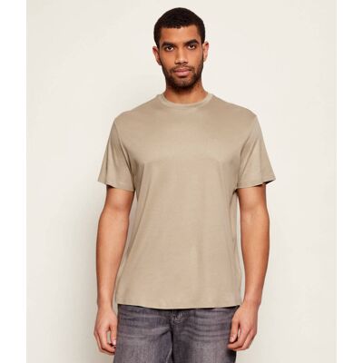Guess T-shirt Regular Fit z dodatkiem jedwabiu beżowy M Guess T-shirt Regular Fit z dodatkiem jedwabiu beżowy M