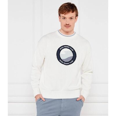 Boss ORANGE Sweter Klubfish Loose fit biały XXL Boss ORANGE Sweter Klubfish Loose fit biały XXL