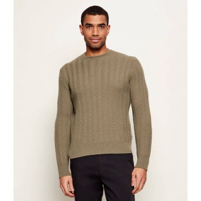 Boss BLACK Wełniany sweter H-Hitalo Regular Fit brązowy XXL Boss BLACK Wełniany sweter H-Hitalo Regular Fit brązowy XXL