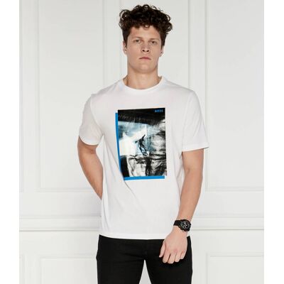 Boss GREEN T-shirt Regular Fit stretch biały S Boss GREEN T-shirt Regular Fit stretch biały S
