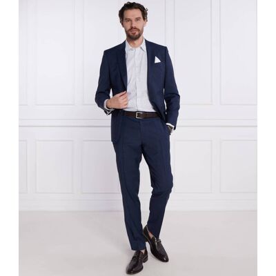 Boss BLACK Wełniany garnitur H-Huge Slim Fit granatowy 52 Boss BLACK Wełniany garnitur H-Huge Slim Fit granatowy 52