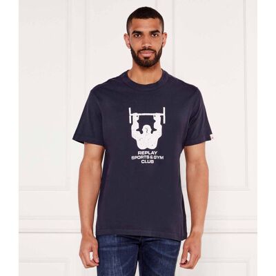 Replay T-shirt Regular Fit granatowy L Replay T-shirt Regular Fit granatowy L