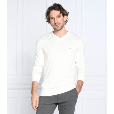 Tommy Hilfiger Sweter Regular Fit z dodatkiem kaszmiru kremowy XL Tommy Hilfiger Sweter Regular Fit z dodatkiem kaszmiru kremowy XL