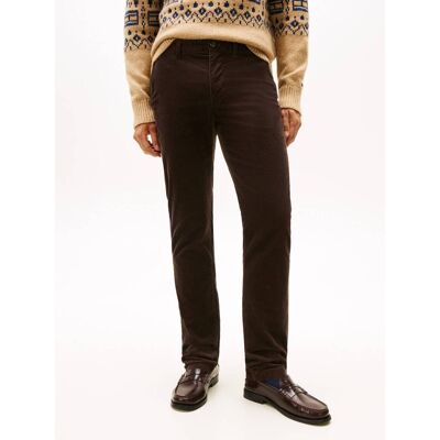 Tommy Hilfiger Spodnie chino DENTON Straight fit sztruks brązowy 34/34 Tommy Hilfiger Spodnie chino DENTON Straight fit sztruks brązowy 34/34