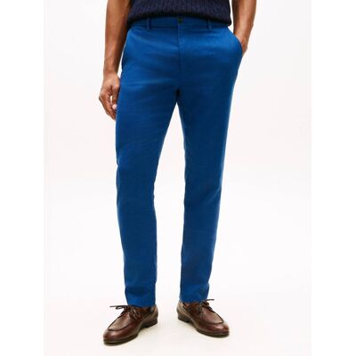Tommy Hilfiger Lniane spodnie chino DENTON Straight fit niebieski 38/34 Tommy Hilfiger Lniane spodnie chino DENTON Straight fit niebieski 38/34