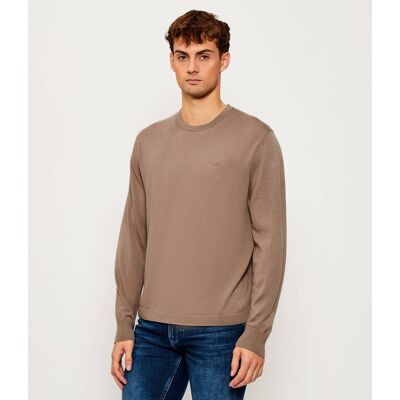 Calvin Klein Wełniany sweter Regular Fit beżowy L Calvin Klein Wełniany sweter Regular Fit beżowy L