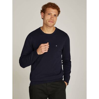 Calvin Klein Sweter Regular Fit z dodatkiem jedwabiu granatowy S Calvin Klein Sweter Regular Fit z dodatkiem jedwabiu granatowy S